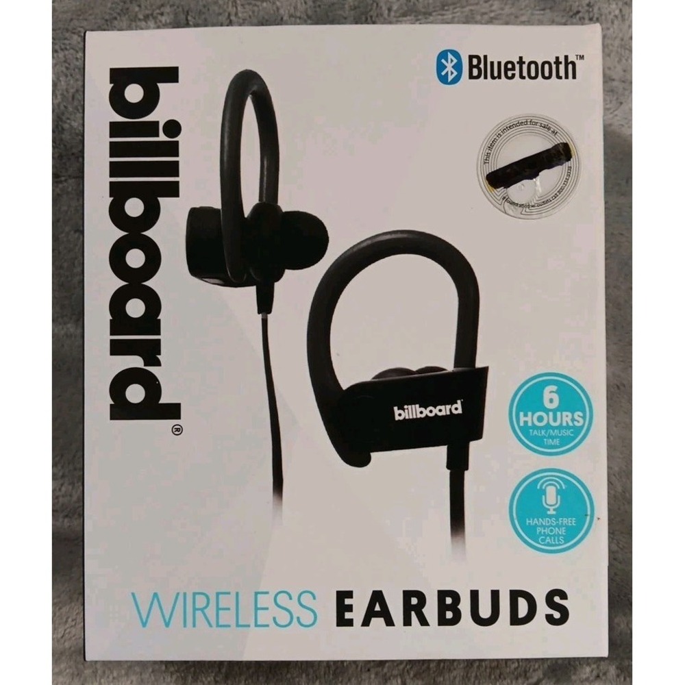 Billboard Wireless Earbuds Earhook W Microphone Bluetooth Hands Free Phone Calls